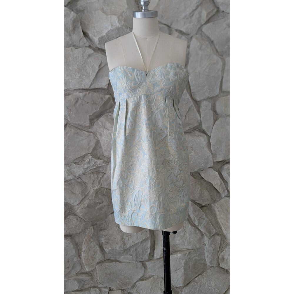 Early 2000s Karla Janx Mini Brocade Halter Dress XS